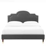 Modway Furniture Aviana Performance Velvet King Bed 0423 Charcoal MOD-6839-CHA