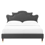 Modway Furniture Neena Performance Velvet King Bed 0423 Charcoal MOD-6840-CHA