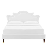 Modway Furniture Neena Performance Velvet King Bed 0423 White MOD-6840-WHI