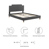 Modway Furniture Liva Performance Velvet King Bed 0423 Charcoal MOD-6841-CHA