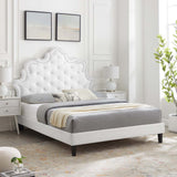 Modway Furniture Sasha Button-Tufted Performance Velvet King Bed 0423 White MOD-6842-WHI