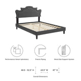 Modway Furniture Neena Performance Velvet King Bed 0423 Charcoal MOD-6845-CHA