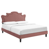 Modway Furniture Neena Performance Velvet King Bed 0423 Dusty Rose MOD-6845-DUS