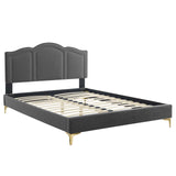 Modway Furniture Emerson Performance Velvet King Platform Bed 0423 Charcoal MOD-6859-CHA