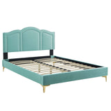 Modway Furniture Emerson Performance Velvet King Platform Bed 0423 Mint MOD-6859-MIN