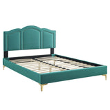 Modway Furniture Emerson Performance Velvet King Platform Bed 0423 Teal MOD-6859-TEA