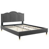 Modway Furniture Emerson Performance Velvet King Platform Bed 0423 Charcoal MOD-6860-CHA