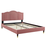 Modway Furniture Emerson Performance Velvet King Platform Bed 0423 Dusty Rose MOD-6860-DUS