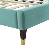 Modway Furniture Emerson Performance Velvet King Platform Bed 0423 Mint MOD-6860-MIN