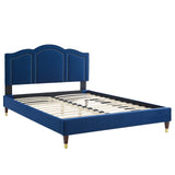 Modway Furniture Emerson Performance Velvet King Platform Bed 0423 Navy MOD-6860-NAV
