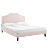 Modway Furniture Adelaide Performance Velvet King Platform Bed 0423 Pink MOD-6864-PNK