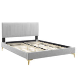 Modway Furniture Peyton Performance Velvet Twin Platform Bed MOD-6865-LGR