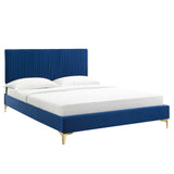 Modway Furniture Peyton Performance Velvet Twin Platform Bed MOD-6865-NAV