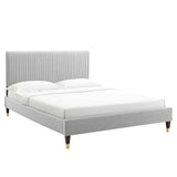 Modway Furniture Peyton Performance Velvet Twin Platform Bed MOD-6866-LGR