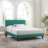 Modway Furniture Peyton Performance Velvet Twin Platform Bed MOD-6867-TEA