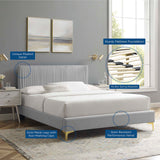 Modway Furniture Peyton Performance Velvet Full Platform Bed MOD-6868-LGR