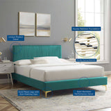 Modway Furniture Peyton Performance Velvet Full Platform Bed MOD-6868-TEA