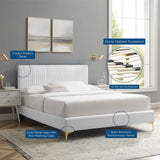 Modway Furniture Peyton Performance Velvet Full Platform Bed MOD-6868-WHI