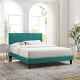 Modway Furniture Peyton Performance Velvet Full Platform Bed MOD-6870-TEA