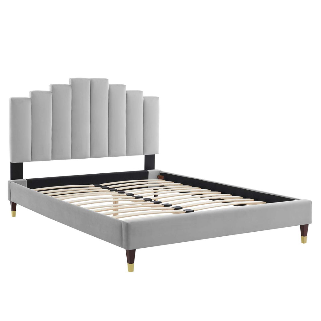 Elise Twin Performance Velvet Platform Bed Light Gray MOD-6873-LGR