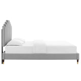 Modway Furniture Elise King Performance Velvet Platform Bed MOD-6875-LGR