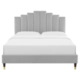 Modway Furniture Elise King Performance Velvet Platform Bed MOD-6875-LGR