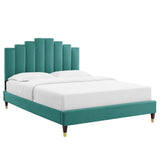 Modway Furniture Elise King Performance Velvet Platform Bed MOD-6875-TEA