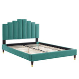 Modway Furniture Elise King Performance Velvet Platform Bed MOD-6875-TEA