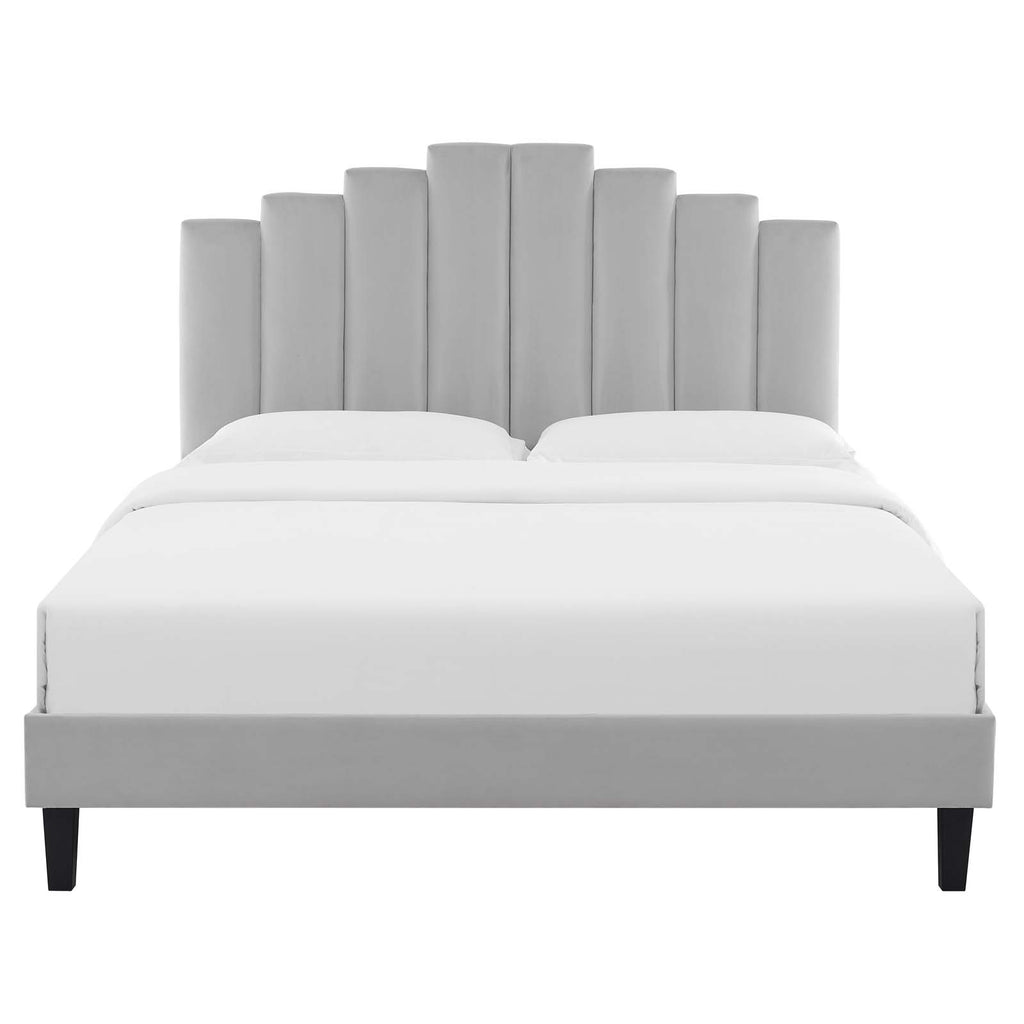 Modway Furniture Elise Full Performance Velvet Platform Bed MOD-6877-LGR