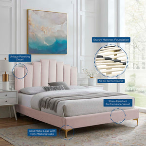 Elise Full Performance Velvet Platform Bed Pink MOD-6880-PNK