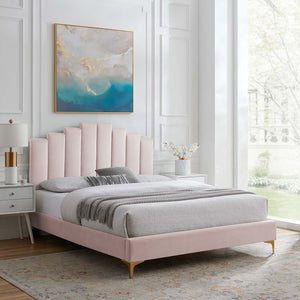 Elise Full Performance Velvet Platform Bed Pink MOD-6880-PNK