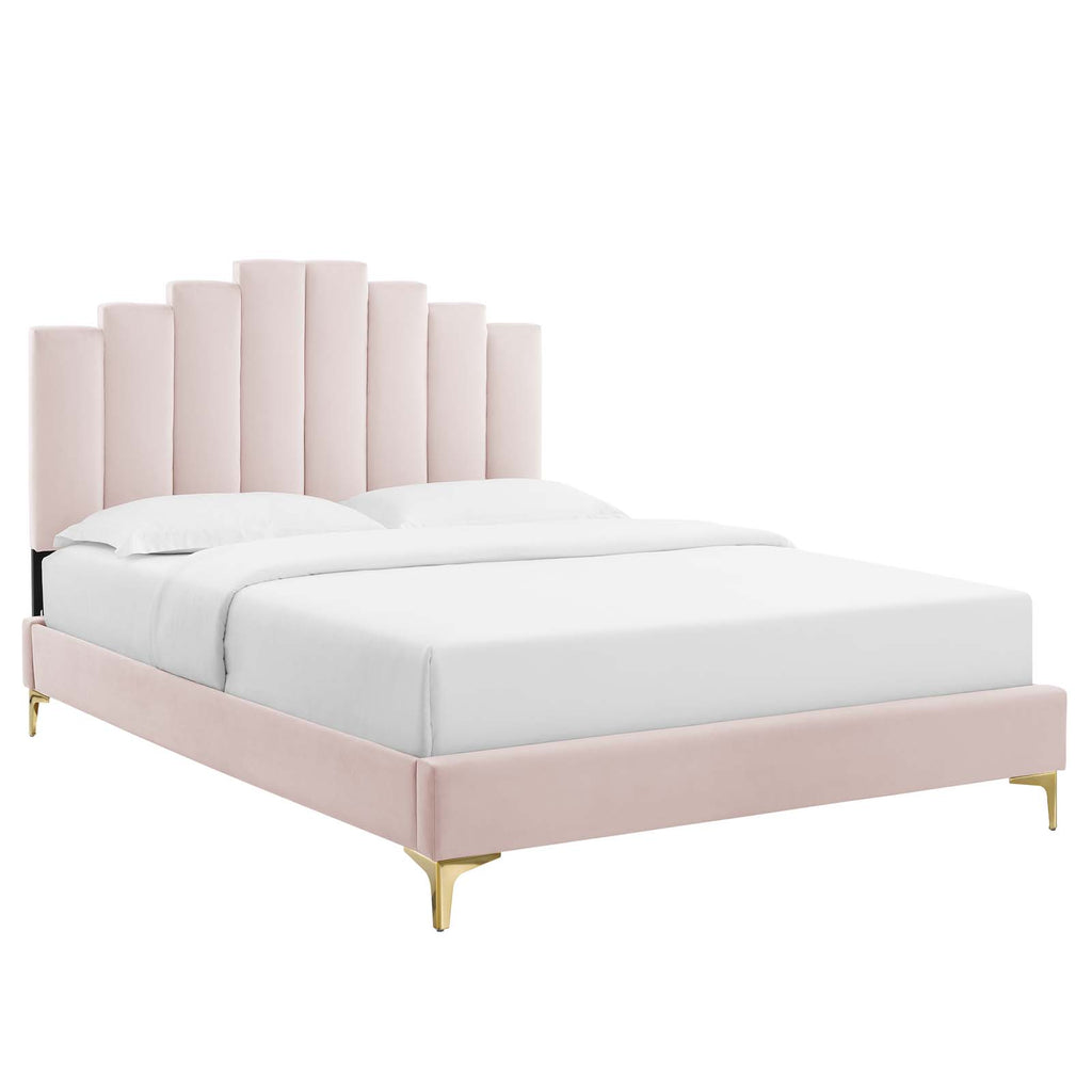 Elise Full Performance Velvet Platform Bed Pink MOD-6880-PNK