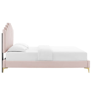 Elise Full Performance Velvet Platform Bed Pink MOD-6880-PNK