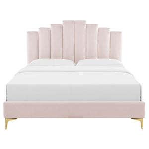 Elise Full Performance Velvet Platform Bed Pink MOD-6880-PNK
