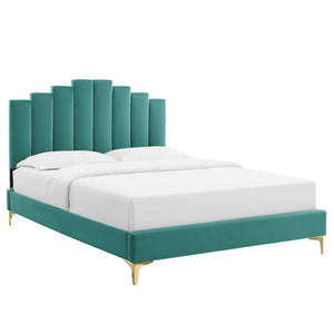 Elise Full Performance Velvet Platform Bed Teal MOD-6880-TEA