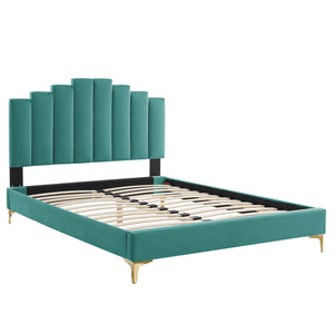 Elise Full Performance Velvet Platform Bed Teal MOD-6880-TEA