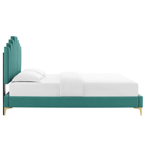 Elise Full Performance Velvet Platform Bed Teal MOD-6880-TEA