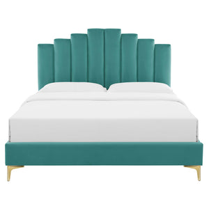 Elise Full Performance Velvet Platform Bed Teal MOD-6880-TEA