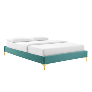 Elise Full Performance Velvet Platform Bed Teal MOD-6880-TEA