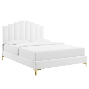 Elise Full Performance Velvet Platform Bed White MOD-6880-WHI