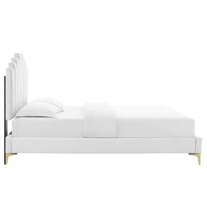 Elise Full Performance Velvet Platform Bed White MOD-6880-WHI