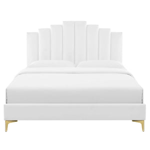 Elise Full Performance Velvet Platform Bed White MOD-6880-WHI