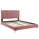 Modway Furniture Reagan Full Performance Velvet Platform Bed 0423 Dusty Rose MOD-6891-DUS