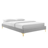 Modway Furniture Reagan Full Performance Velvet Platform Bed 0423 Light Gray MOD-6891-LGR