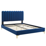 Modway Furniture Reagan Full Performance Velvet Platform Bed 0423 Navy MOD-6891-NAV