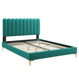 Modway Furniture Reagan Full Performance Velvet Platform Bed 0423 Teal MOD-6891-TEA