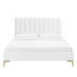 Modway Furniture Reagan Full Performance Velvet Platform Bed 0423 White MOD-6891-WHI