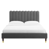 Modway Furniture Reagan Full Performance Velvet Platform Bed 0423 Charcoal MOD-6892-CHA