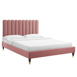 Modway Furniture Reagan Full Performance Velvet Platform Bed 0423 Dusty Rose MOD-6892-DUS