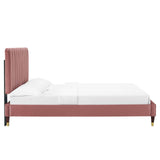 Modway Furniture Reagan Full Performance Velvet Platform Bed 0423 Dusty Rose MOD-6892-DUS